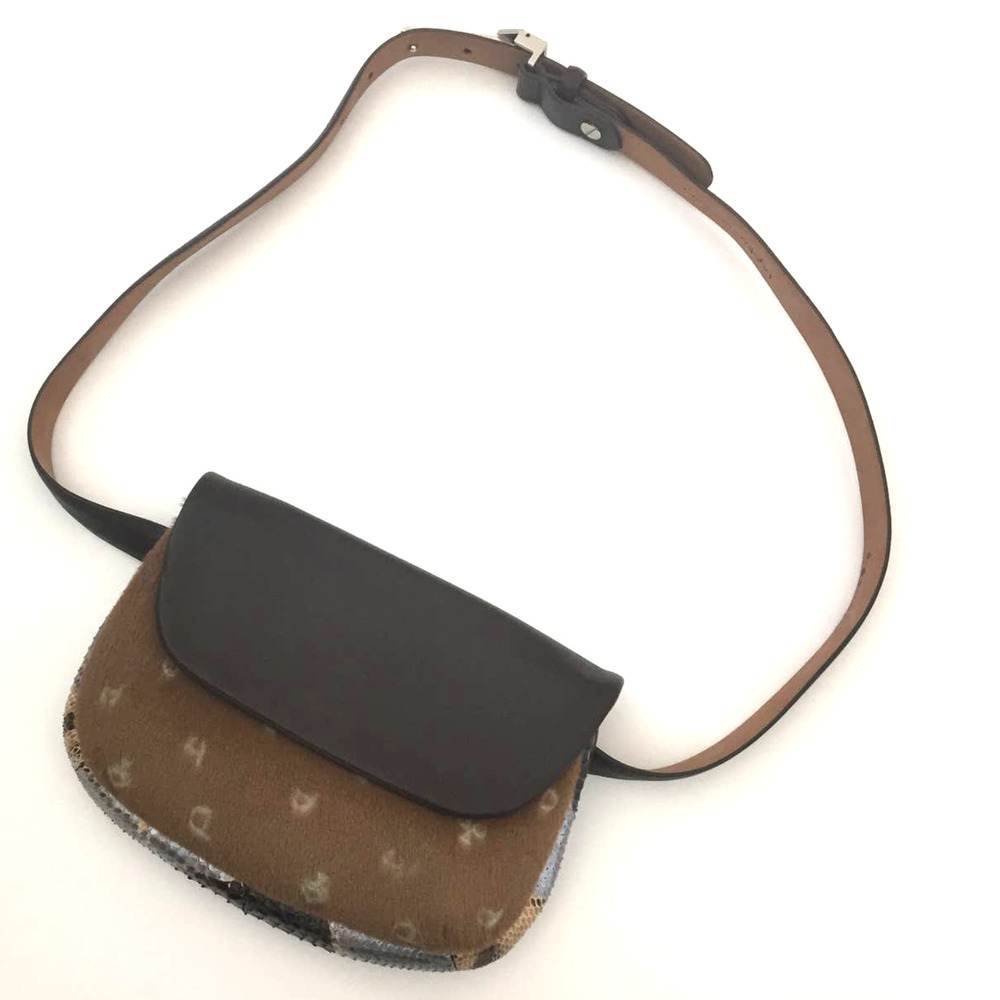 Y2K Byblos Belt Bag Haircalf Leather Snakeskin Print Flap Vintage Designer Italy - Picture 2 of 16